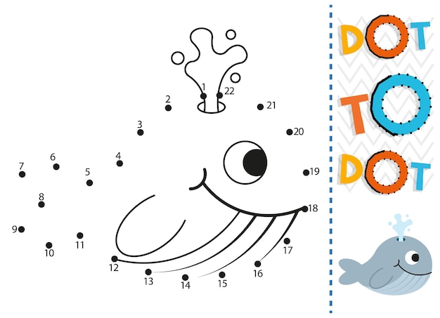 Foglio di lavoro punto per punto per bambini Pagina da colorare punto di connessione