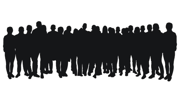 Folla sagoma contorno gruppo di persone giovani studenti affari lavoratori tifosi squadra strada affollata
