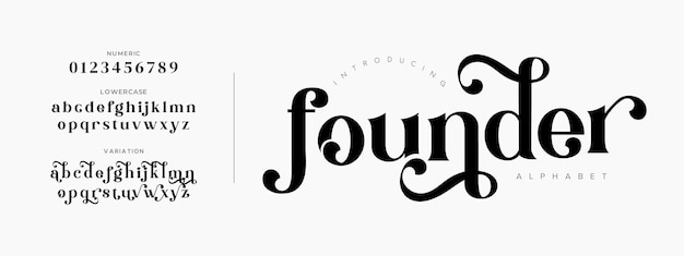 Fondatore tipografia bellezza moda elegante minimalista serif italici caratteri decorativi matrimoni vintage logo retro caratteri di lusso minimi logo alfabeto illustrazione vettoriale