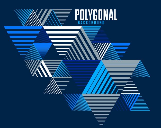 Fondo 3D dimensionale di vettore astratto a strisce lineari con elemento grafico isolato in stile retrò con cubi e triangoli. Modello per poster o banner, copertina o annuncio.