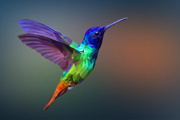 Fondo animale poligonale del colibrì geometrico