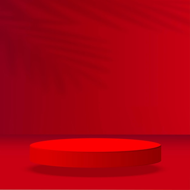 Fondo astratto con i podi geometrici 3d di colore rosso. Illustrazione vettoriale