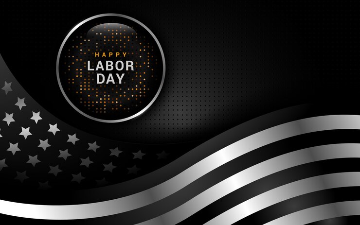 Vettore fondo astratto di festa del lavoro con l'illustrazione della bandiera di usa