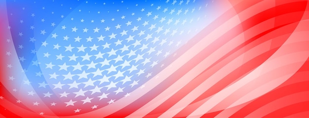 Fondo astratto di festa dell'indipendenza degli Stati Uniti con elementi della bandiera americana nei colori rosso e blu