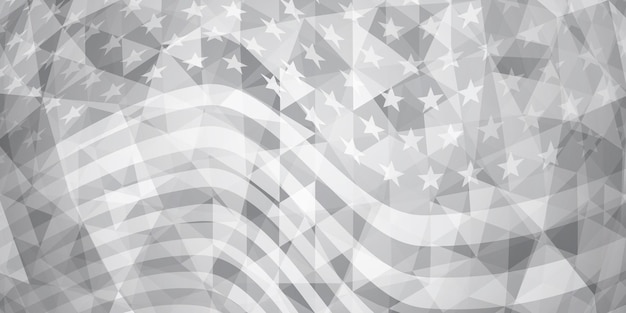 Fondo astratto di festa dell'indipendenza degli Stati Uniti con gli elementi della bandiera americana nei colori grigi