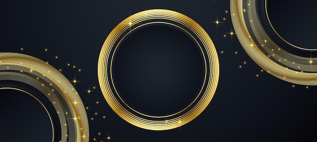 Fondo astratto di forma dell'anello del cerchio di lusso nero e oro