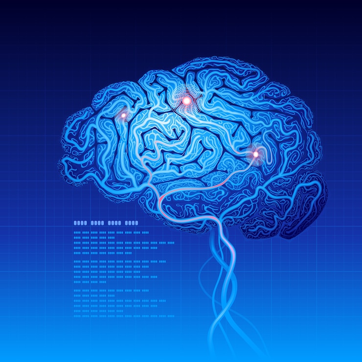 Vettore fondo astratto di scienza con il cervello