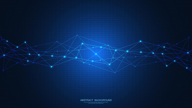 Fondo astratto di tecnologia con il collegamento dei punti e delle linee