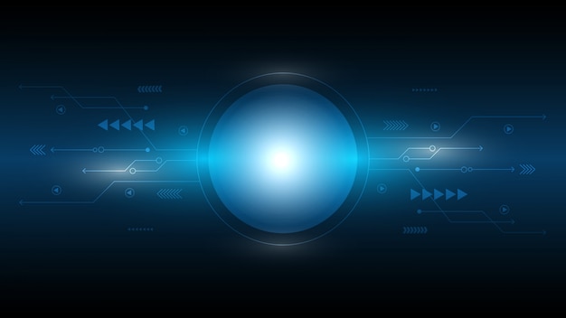 Fondo astratto di tecnologia, illustrazione, fondo di innovazione di concetto di comunicazione hi-tech, fondo blu digitale di scienza e tecnologia