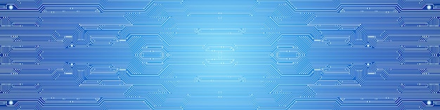 Fondo astratto di tecnologia, modello blu del circuito, microchip, linea elettrica