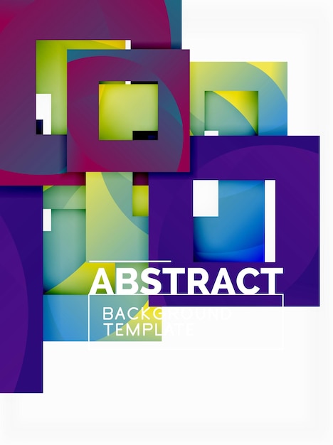 Fondo astratto minimo geometrico con composizione di quadrati multicolori