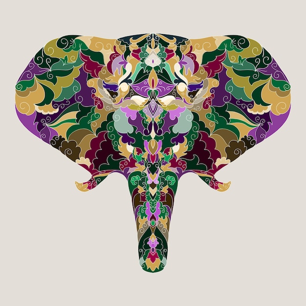 Fondo astratto ornamentale dell'elefante astratto colorato luminoso del disegno a mano