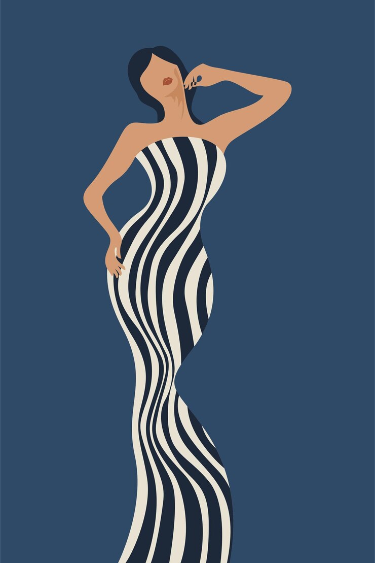 Vettore fondo dell'illustrazione artistica contemporanea delle donne a righe