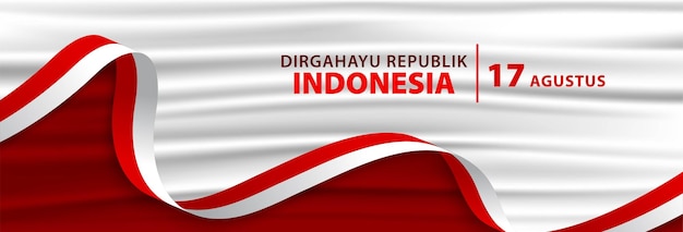Fondo dell'insegna di festa dell'indipendenza dell'Indonesia con struttura ondulata