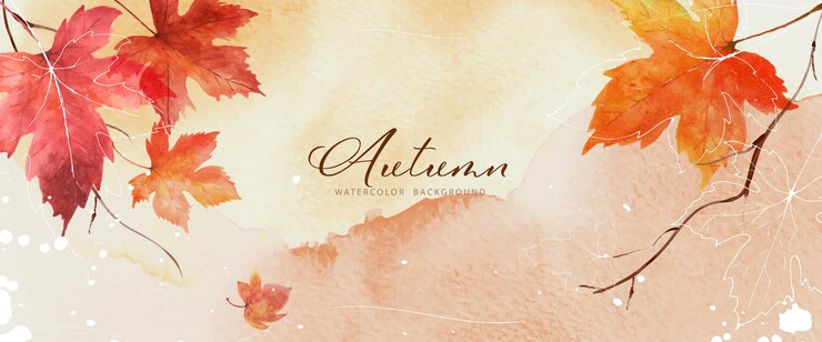 Vettore fondo di autunno di arte astratta con le foglie di acero dell'acquerello. arte naturale dipinta a mano ad acquerello perfetta per il design decorativo nel festival autunnale, intestazione, banner, web, decorazione murale, cartoline.