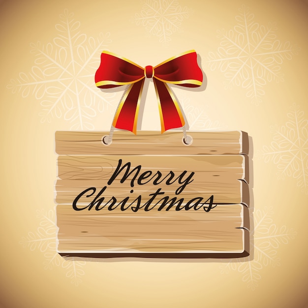 Fondo di Buon Natale di legno rosso della decorazione dell&#39;etichetta del nastro