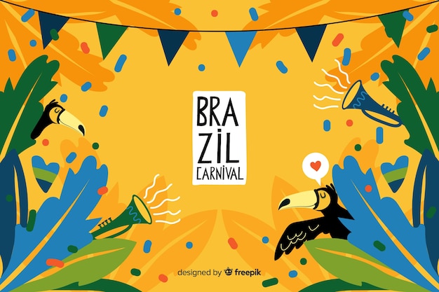 Fondo di carnevale brasiliano disegnato a mano