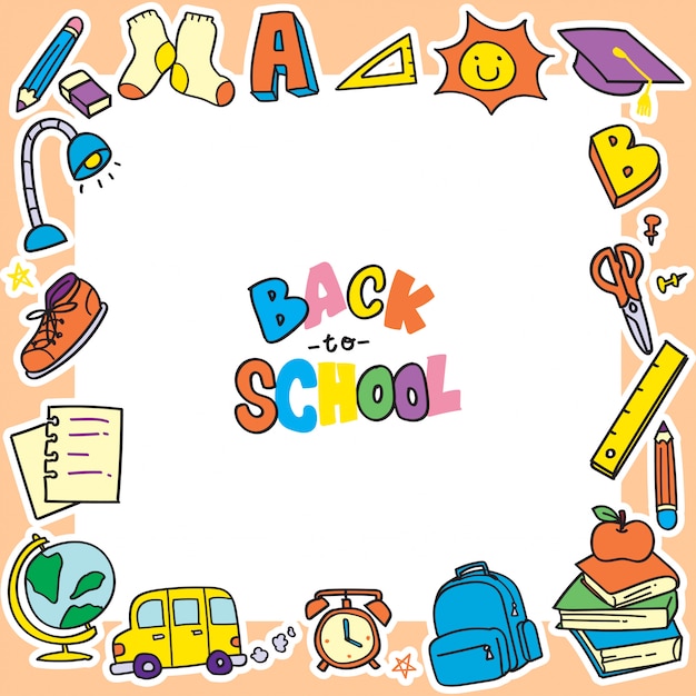 Fondo di Doodle di ritorno a scuola, struttura di arte di clip