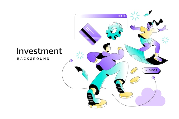 Fondo di investimento a gradiente disegnato a mano con concetto di crescita