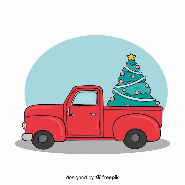 Fondo di natale del camion di consegna dell&#39;albero