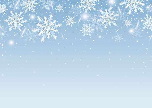 Fondo di Natale del fiocco di neve e della neve bianchi con lo spazio della copia