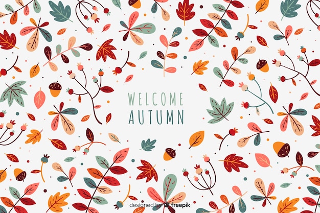 Fondo disegnato a mano delle foglie di autunno