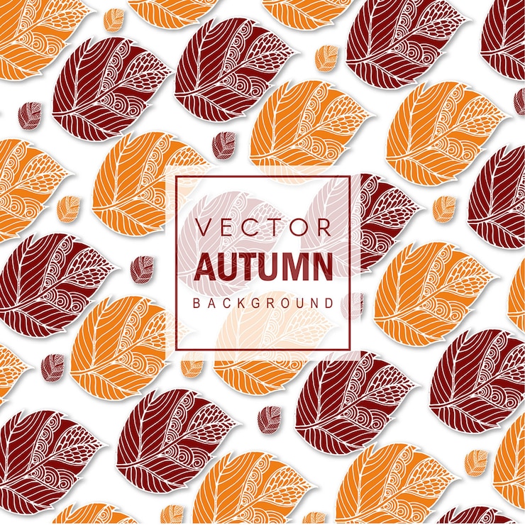 Vettore fondo disegnato a mano variopinto delle foglie di bello autunno