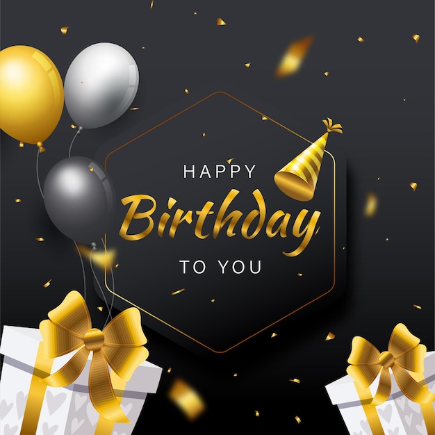 Fondo dorato di lusso di buon compleanno