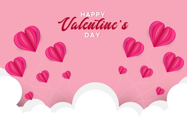Fondo felice di giorno di biglietti di S. Valentino nel disegno di stile di carta
