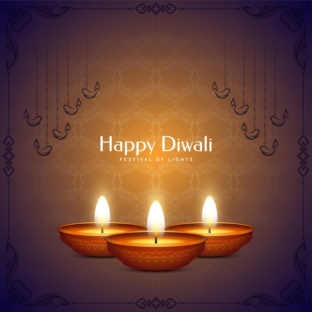 Fondo felice tradizionale di festival di Diwali con le lampade