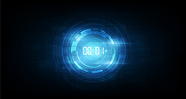 Fondo futuristico astratto di tecnologia con il concetto e il conto alla rovescia del temporizzatore di numero di Digital, vettore trasparente