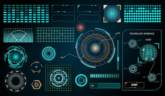 Fondo futuristico astratto di tecnologia di fantascienza dell'interfaccia del display di hud