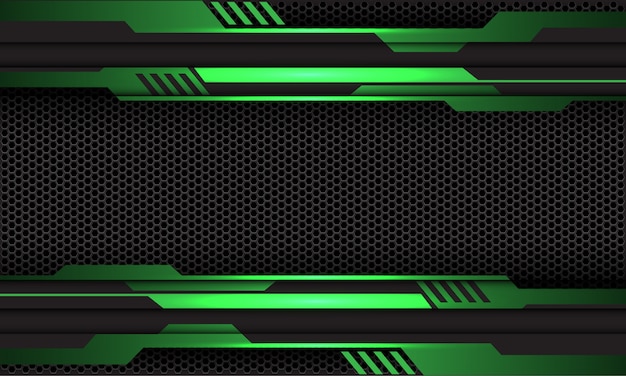 Fondo futuristico di tecnologia della maglia grigio scuro di esagono del circuito metallico verde.