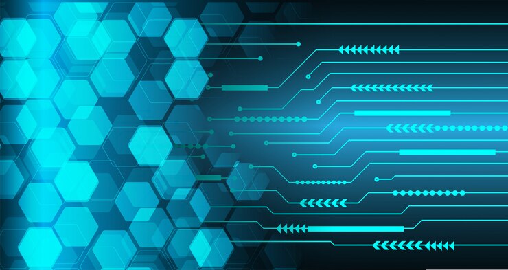 Vettore fondo futuro di concetto di tecnologia del circuito cyber blu di esagono
