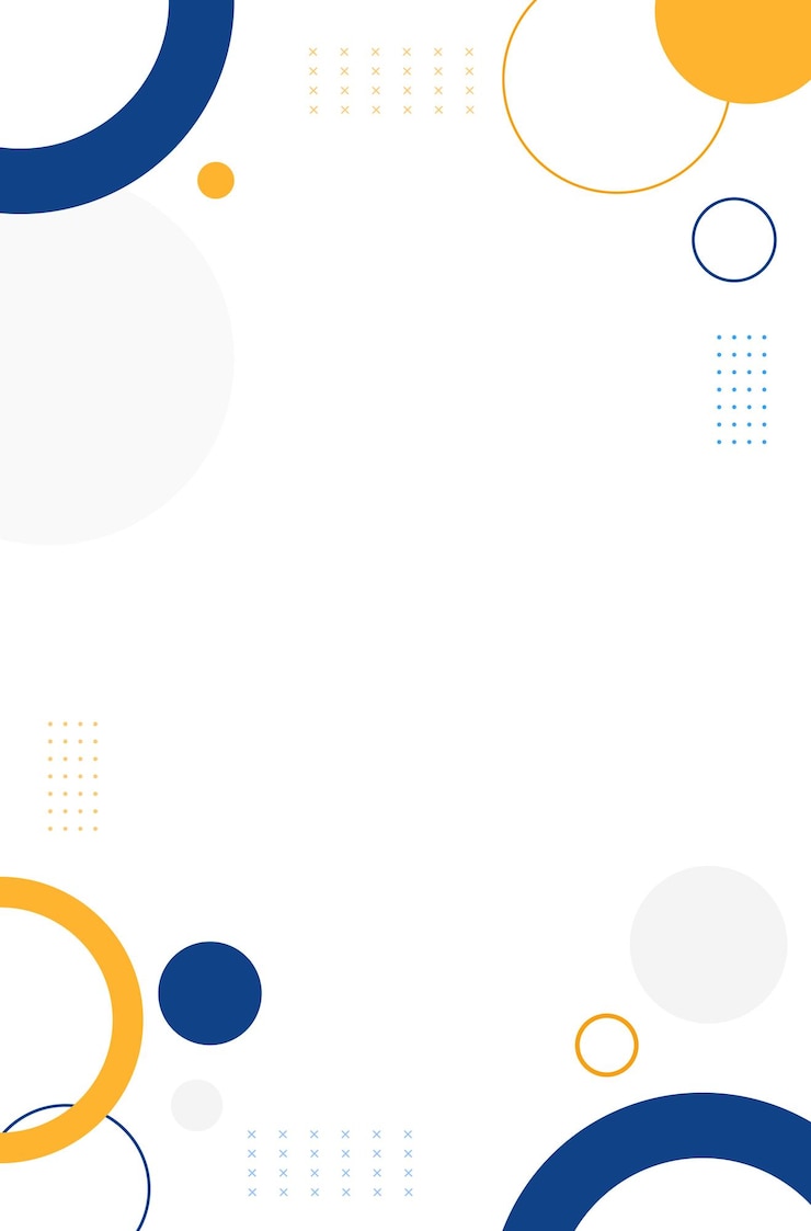 Vettore fondo geometrico astratto minimo con elementi circolari blu e gialli
