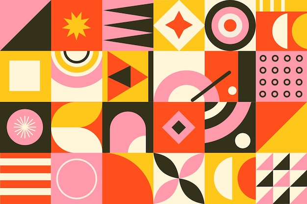 Fondo geometrico di design piatto disegnato a mano