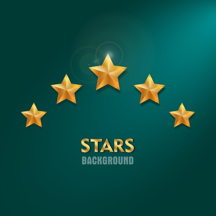 Fondo lucido dorato a cinque stelle