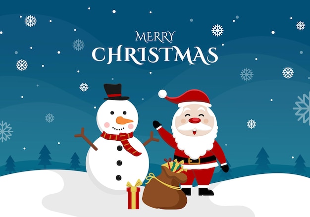 Fondo natalizio disegnato a mano vettoriale con Babbo Natale
