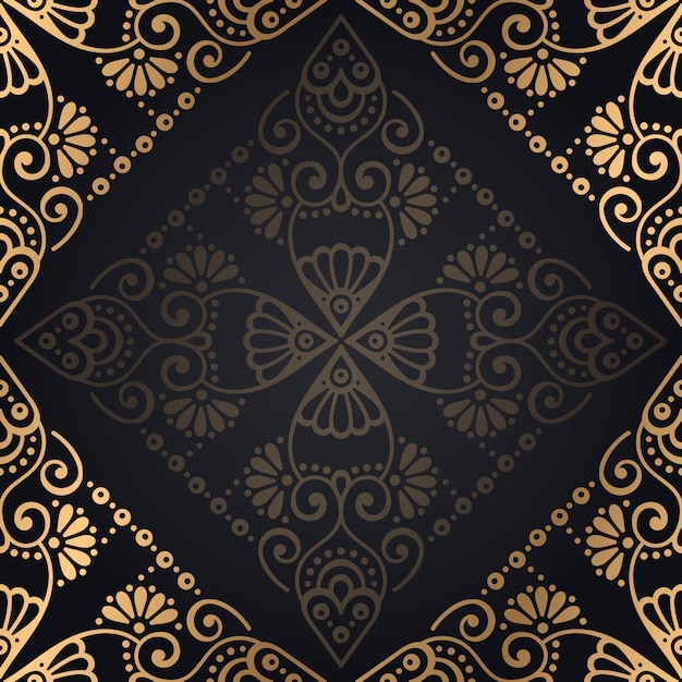 Fondo ornamentale di lusso di progettazione della mandala nel vettore di colore dell&#39;oro
