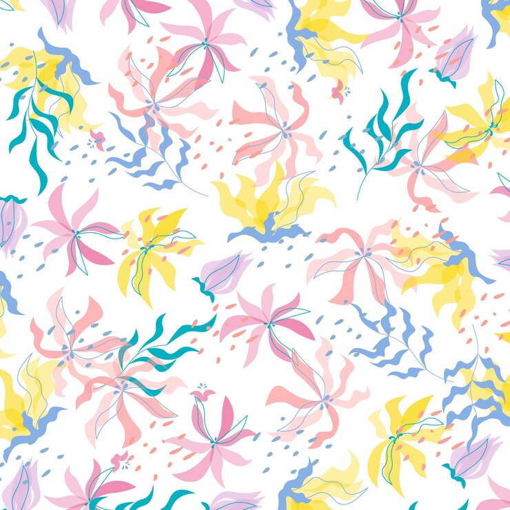Fondo piatto astratto del modello floreale di tiraggio della mano. Illustrazione vettoriale.