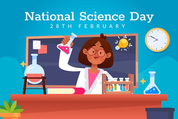 Fondo piatto della giornata nazionale della scienza