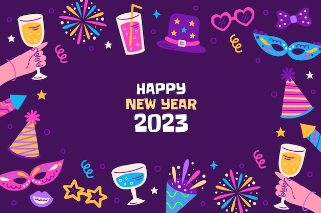 Fondo piatto di celebrazione del nuovo anno