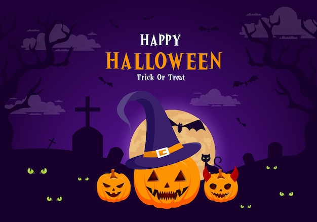 Fondo piatto di Halloween disegnato a mano da vettore