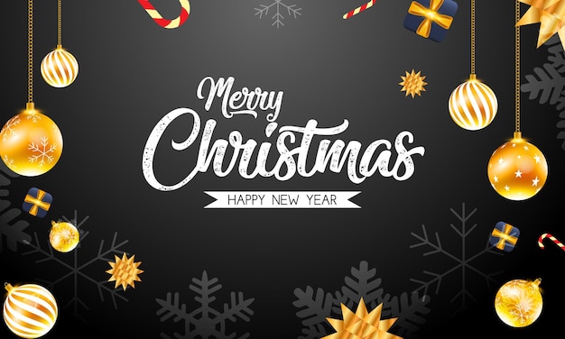 Fondo realistico di disegno di buon natale e felice anno nuovo