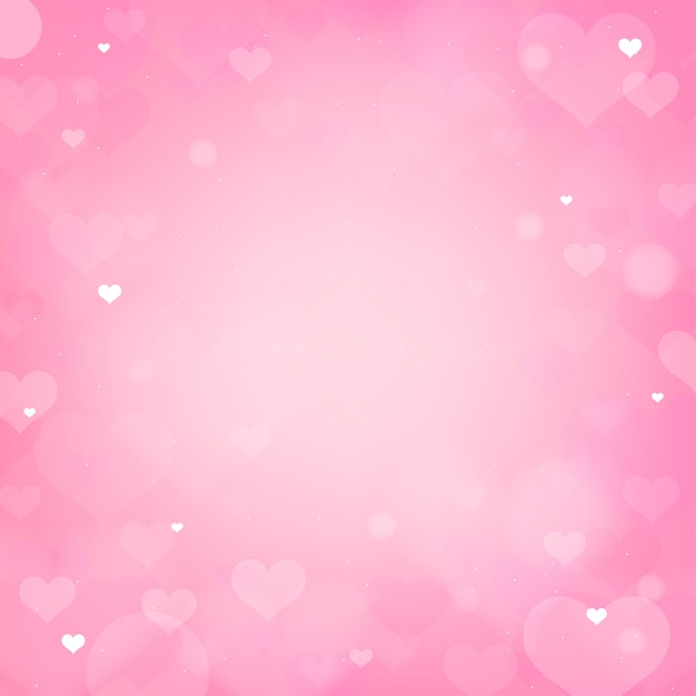 Fondo rosa del bokeh del cuore del biglietto di S. Valentino