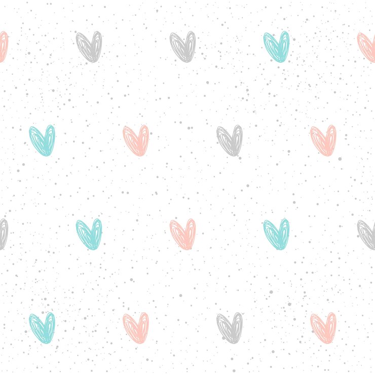 Vettore fondo senza cuciture del modello del cuore di doodle. cuore disegnato a mano isolato su bianco per carta di design, tessuto, carta da regalo per le vacanze, indumento, t-shirt, banner, cartellone di nozze, libro, album.