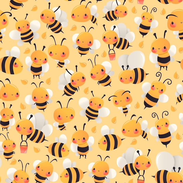 Fondo senza cuciture del modello delle api indaffarate super sveglio del fumetto