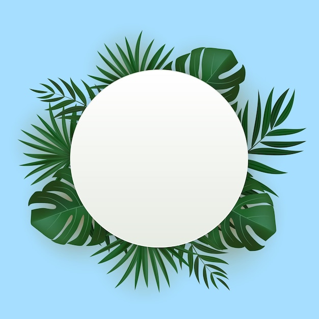 Fondo tropicale di foglia di palma verde realistico naturale.