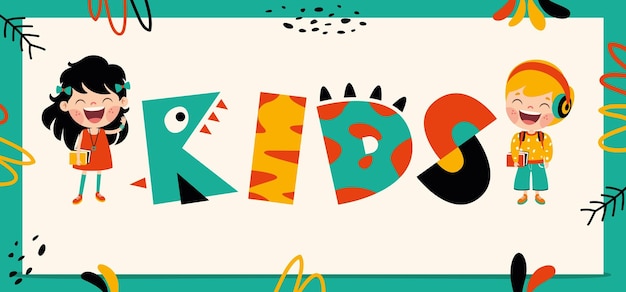 Font Design Colorato Con Forme Astratte
