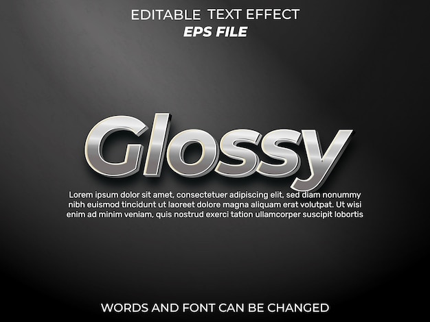 font di effetto testo lucido tipografia editabile modello vettoriale di testo 3d